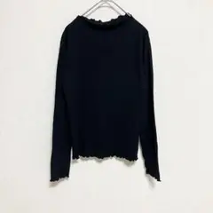 【URBANITY】長袖カットソー　フリルカットソー　トップス　ロンT 黒 M