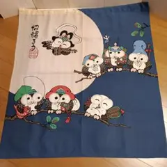 のれん工房 コスモ 招福ろう フクロウ 縦約90cmX横約84cm