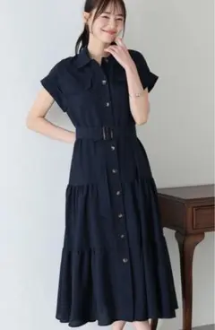 【未使用】BLUEEAST ティアードシャツワンピース　ネイビー