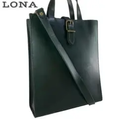 【美品】 LONA ロナ ショルダーバッグ レザー 本革 2way グリーン系