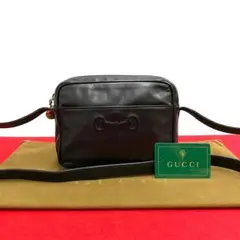 極 美品 オールドグッチ ホースビット ロゴ レザー ミニ ショルダーバッグ