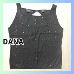 美品　DANA ダナ　トップス　ラメ　キャミソール　シースルー　ブラック　L