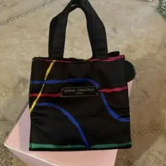 ANNA CRISTINA トートバッグ 黒 ストライプ