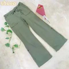 【shuca】シュカ(M)カーキ コットン ワークパンツ ゆったりシルエット