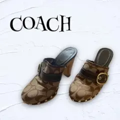 【COACH】コーチ サンダル ベルト 総柄 チャンキーヒール