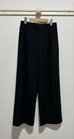 美品 ユニクロ C タックワイドストレートパンツ ブラック S