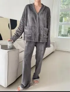 韓国 パジャマ レディース グレー