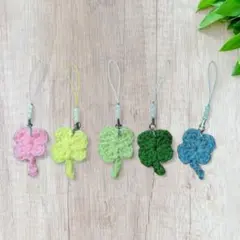☘️クローバーチャーム☘️ カラフル 5個セット ハンドメイド ストラップ