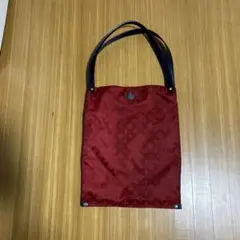 美品♪ラシット 赤いナイロン トートバッグネイビー持ち手