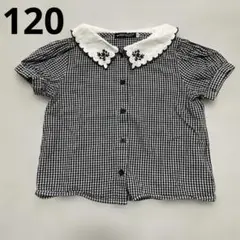 BeBe 美品　ギンガムチェック　スカラップカラーブラウス　120