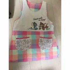 カラフルチェック キッズエプロン スティッチ