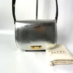 【美品・保存袋付】マルニ ミラー シルバー ショルダーバッグ