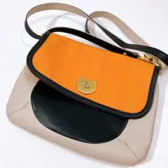 【美品】ツモリチサト　2way ショルダーバッグ　バイカラー　レザー　ネコ