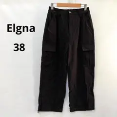 エルガナ　黒 ブラック　ズボン　38 ポケット　裾絞りパンツ　　691
