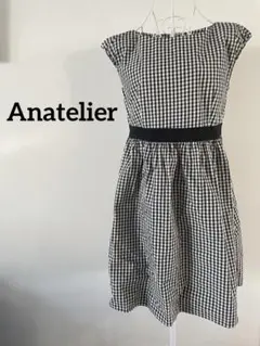 【Anatelier】ノースリーブワンピース　ギンガムチェック　36