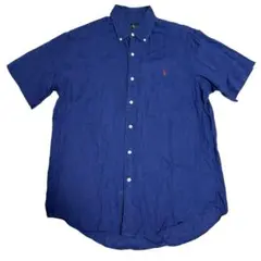 美品 Ralph Lauren リネン ボタンダウン シャツ 半袖 M