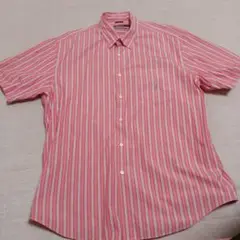 NAUTICA ピンクストライプ 半袖シャツ M