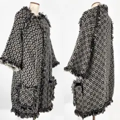 希少 Y's 14AW フリンジ 幾何学模様 ニットガウンコート マルチ2
