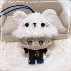 ８㎝ ほわぬい　ぬい服　ぬいぐるみ　くまさん帽子　着ぐるみ　かぶりもの　白