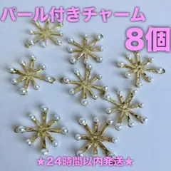 ★24時間以内発送★【8個】パール付きチャーム（250513-03）