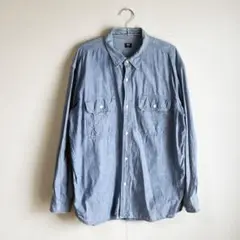 UNIQLO ユニクロ　シャンブレーワーク　長袖シャツ　XL ブルー