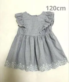 エニィファム　ギンガムチェックブラウス　ラベンダー　120cm