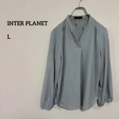 INTER PLANET グレー 長袖ブラウス シャツL c284