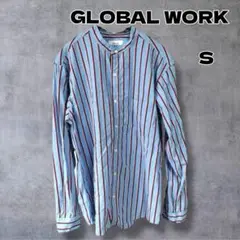 GLOBAL WORK ファインスムースバンドガラシャツ S