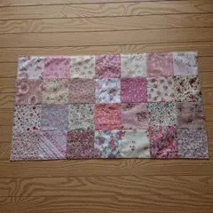 パッチワークマット ピンク系 花柄 約60cm x 40cm