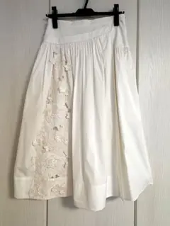ROCHAS PARIS ラップ　ホワイト　フラワー刺繍　スカート