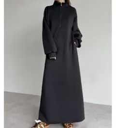 Re:EDIT ブラック ハイネック ロングワンピース