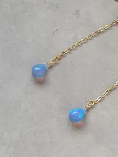 ブルーオパールチェーンピアス