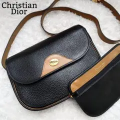 美品 ディオール Dior ショルダーバッグ ビンテージ ロゴ金具 オールレザー