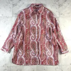 極美品♪ドゥクラッセ　麻100% ペイズリー柄シャツ　ゆったり大きめ