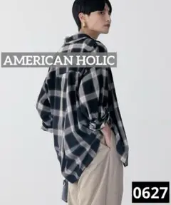 0627 AMERICAN HOLIC イージーケアバックタックシャツ　ブラック