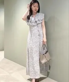 SNIDEL ラッフルカラーワンピース グレー