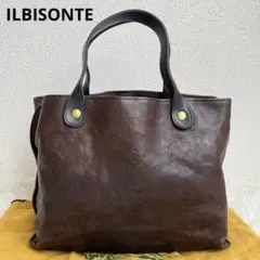 ILBISONTE ハンドバッグ ブラウン レザー 保存袋
