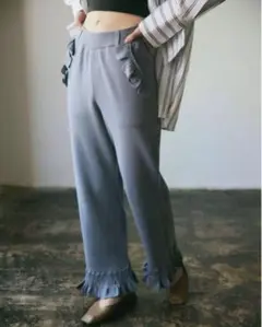 tyn.TGOR 新品 Milano rib pants BLUE GRAY