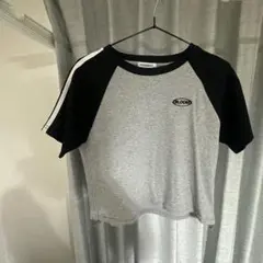 新品‼️未使用‼️半袖TシャツブラックグレーチビTミニTクロップド丈ウエスト調節可能