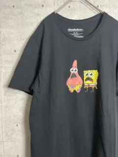 海外古着　半袖Tシャツ　スポンジボブ　プリントロゴ　ブラック