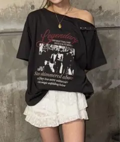 ACLENT 2WAYアシンメトリーヴィンテージTシャツ