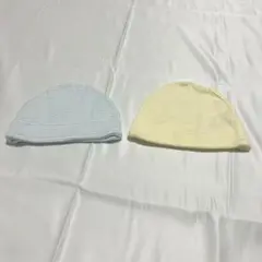 ボーダー柄ベビーキャップ　42-44 2点セット