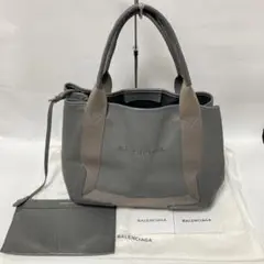 BALENCIAGA バレンシアガ キャンバス レザー ネイビーカバス