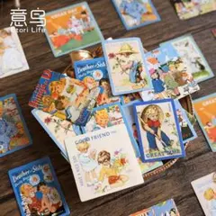 74童話レトロステッカー 45枚セット　海外風　ヴィンテージ手帳素材 日記 雑貨