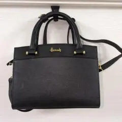 Harrods ブラック 2WAYショルダーバッグ ゴールド金具