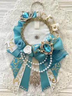 ୨୧1553 ハンドメイド 痛ロゼット♡ターコイズ×ホワイト