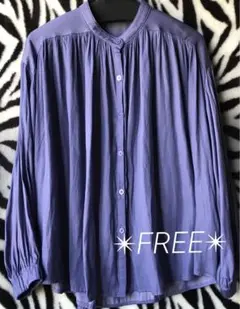 ◆purple パープル ふわっと とろみブラウス・シャツ(FREEサイズ)◆