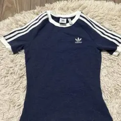 adidas ネイビー 半袖Tシャツ 3本ライン