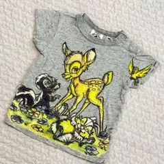 BREEZE×ディズニー　バンビ　90　半袖Tシャツ　ネップ素材　グレー