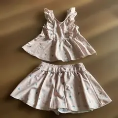 花柄フリルセパレート水着 ピンク130cm